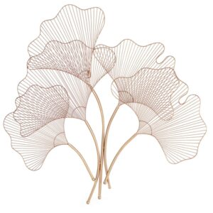 DecMode Copper Metal Wire Cutout Ginkgo Leaf Floral Wall Decor