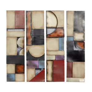 DecMode Gold Metal Embossed Geometric Wall Decor (4 Count)