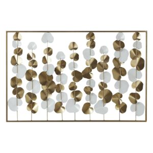 DecMode Gold Metal Cutout Floral Wall Decor with White Accents