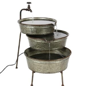 DecMode Gray Adjustable Tiered Bowl Faucet Fountain Indoor Outdoor Decor