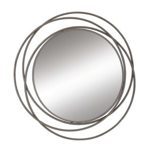 DecMode Gray Modern Metal Wall Mirror with Overlapping Rings Frame, 42"W x 40"H