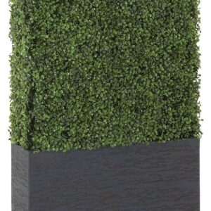 DecMode Green Plastic Contemporary Artificial Boxwood Hedge Topiary with Black Planter Box 22" x 9" x 59"