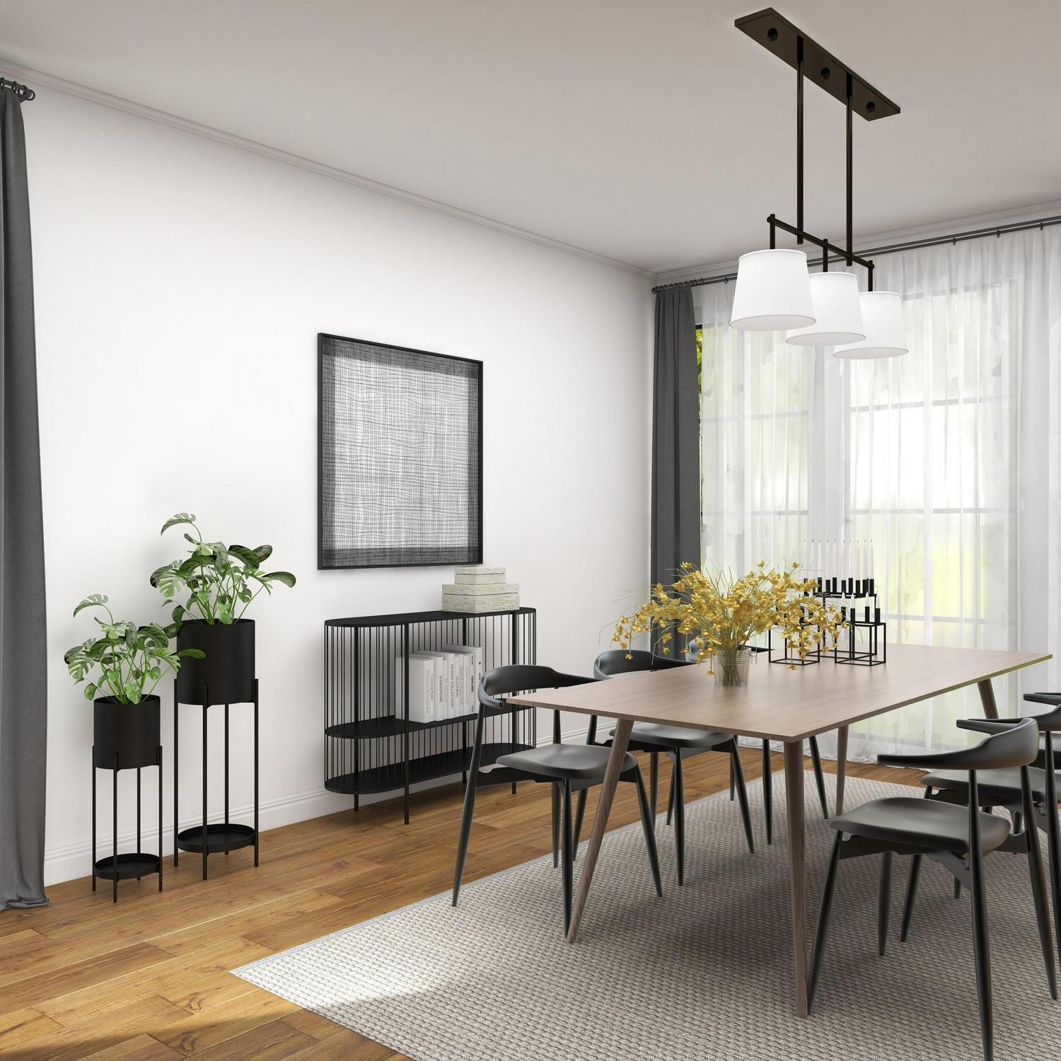 DecMode Modern Metal Cylinder Shape with Plate Planter, Set of 2 24"W, 33"H Features Matte Charcoal Black Finish - Image 11