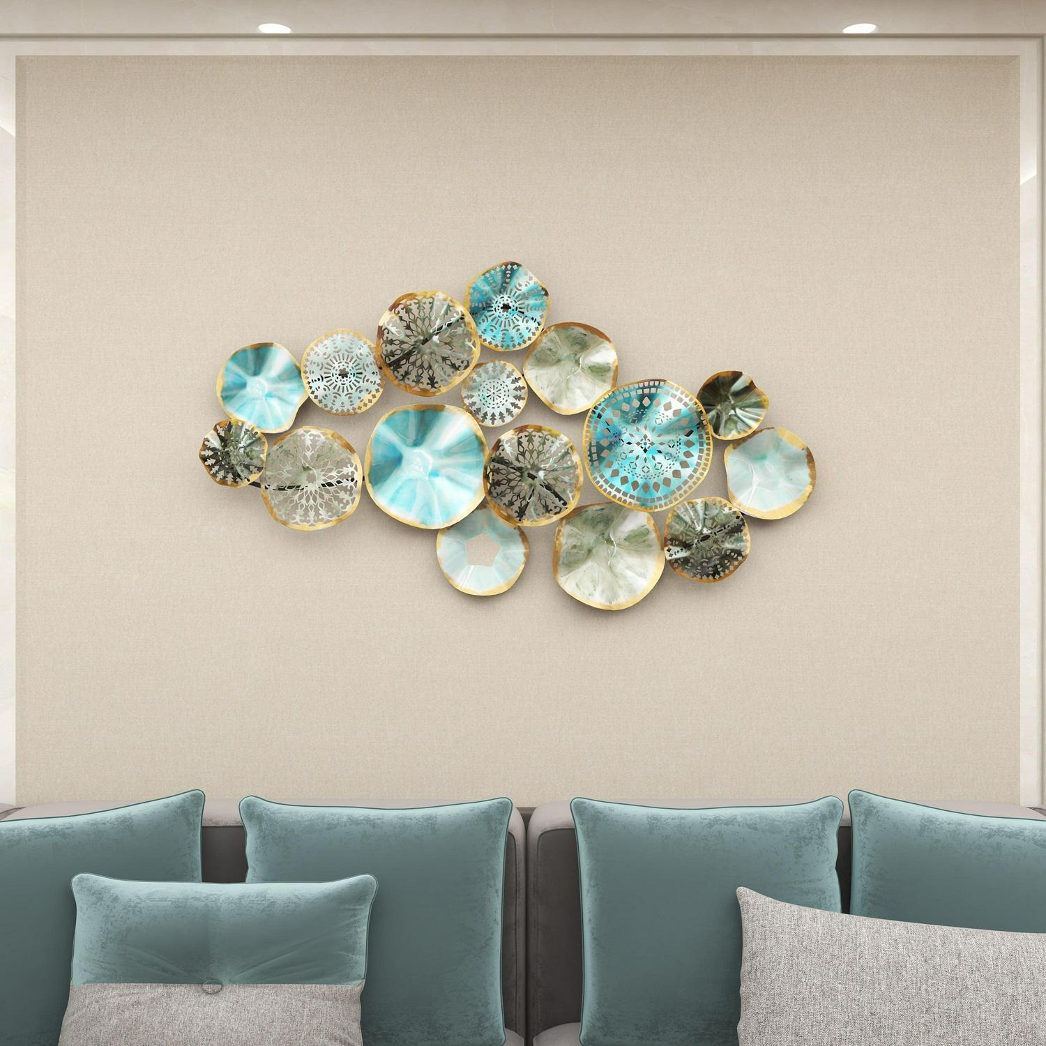 DecMode Multi Colored Metal 3D Overlapping Discs Plate Wall Decor - Image 8