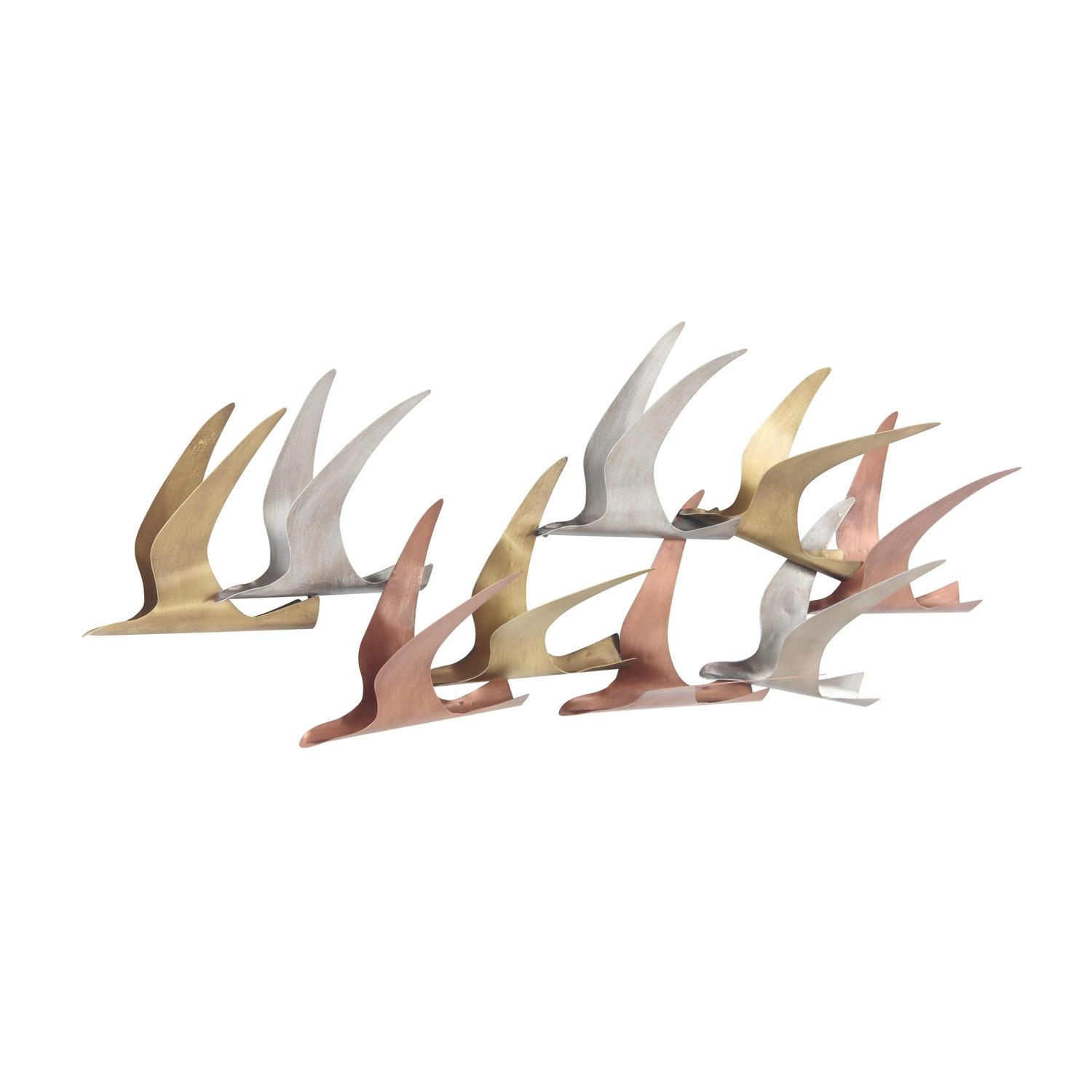DecMode Multi Colored Metal Flying Flock Of Bird Wall Decor - Image 5