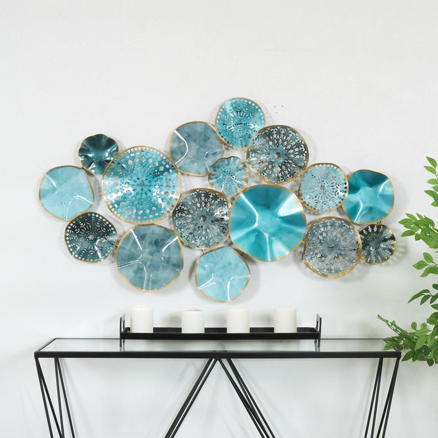 DecMode Multi Colored Metal 3D Overlapping Discs Plate Wall Decor - Image 2