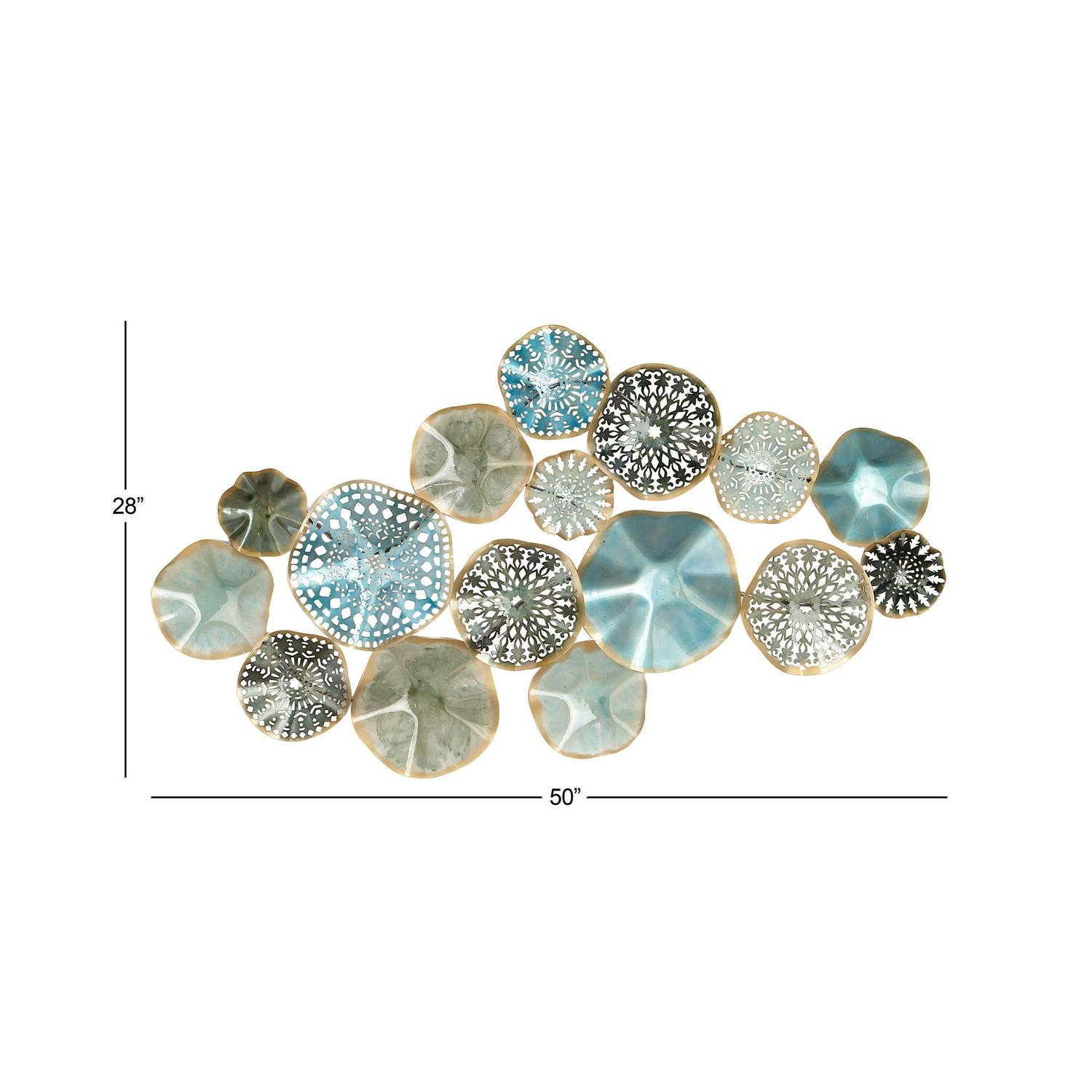 DecMode Multi Colored Metal 3D Overlapping Discs Plate Wall Decor - Image 3