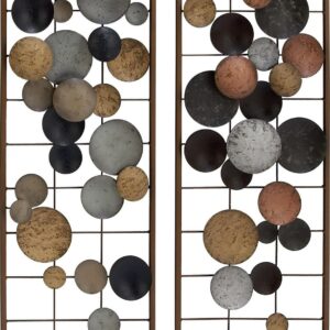 DecMode Multi Colored Metal Overlapping Round Cutouts Geometric Wall Decor (2 Count)