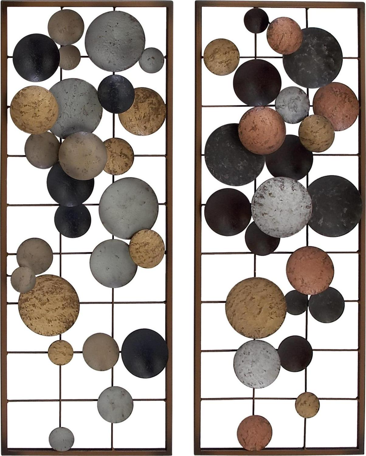DecMode Multi Colored Metal Overlapping Round Cutouts Geometric Wall Decor (2 Count)