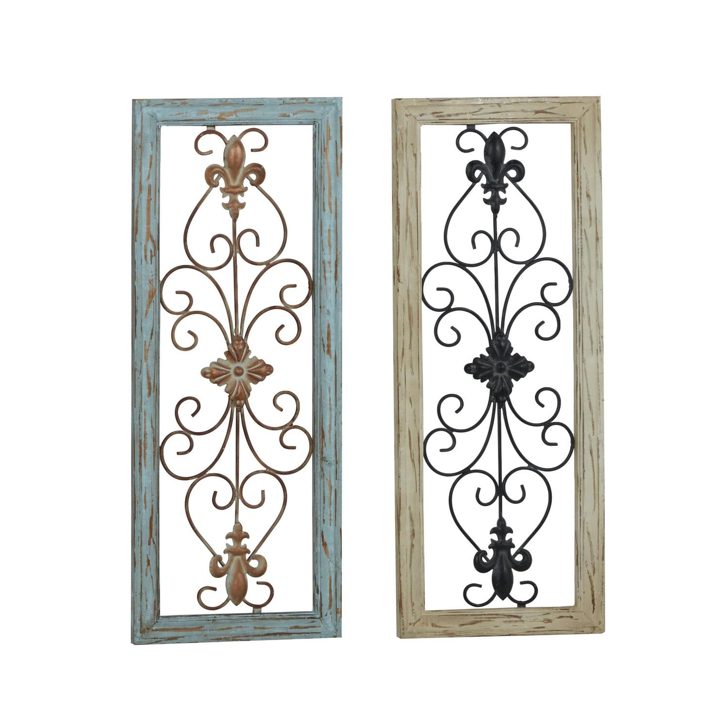 DecMode Multi Colored Wood Arabesque Scroll Wall Decor (2 Count) - Image 8