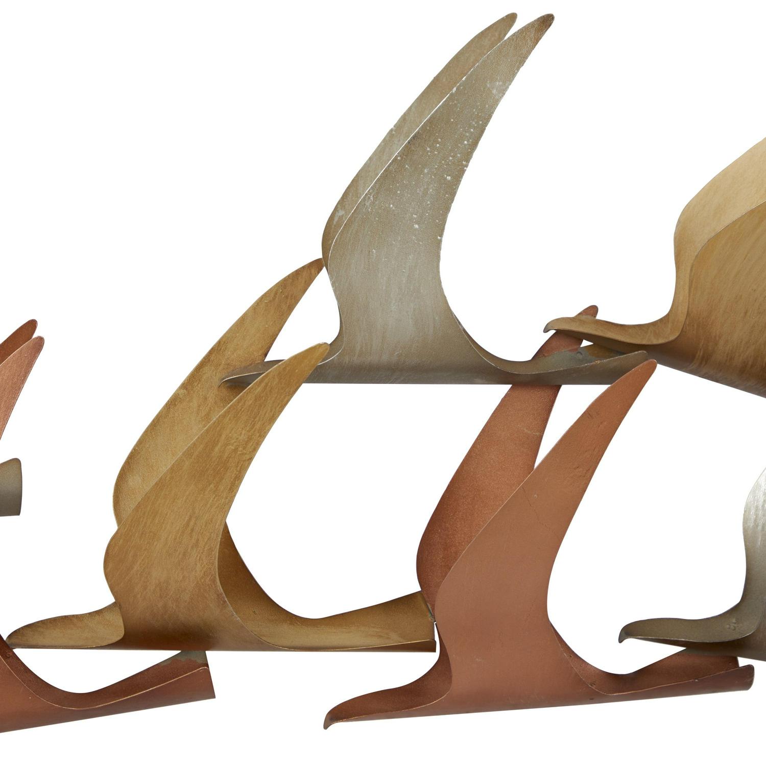 DecMode Multi Colored Metal Flying Flock Of Bird Wall Decor - Image 4
