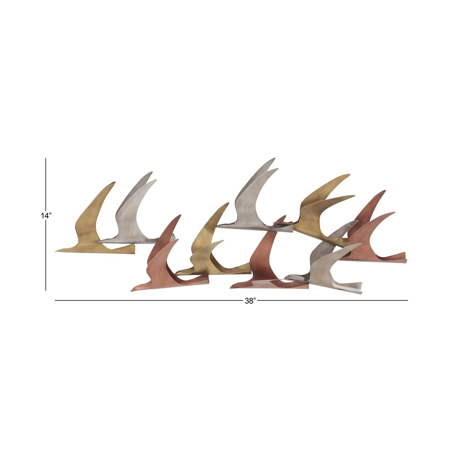 DecMode Multi Colored Metal Flying Flock Of Bird Wall Decor - Image 3