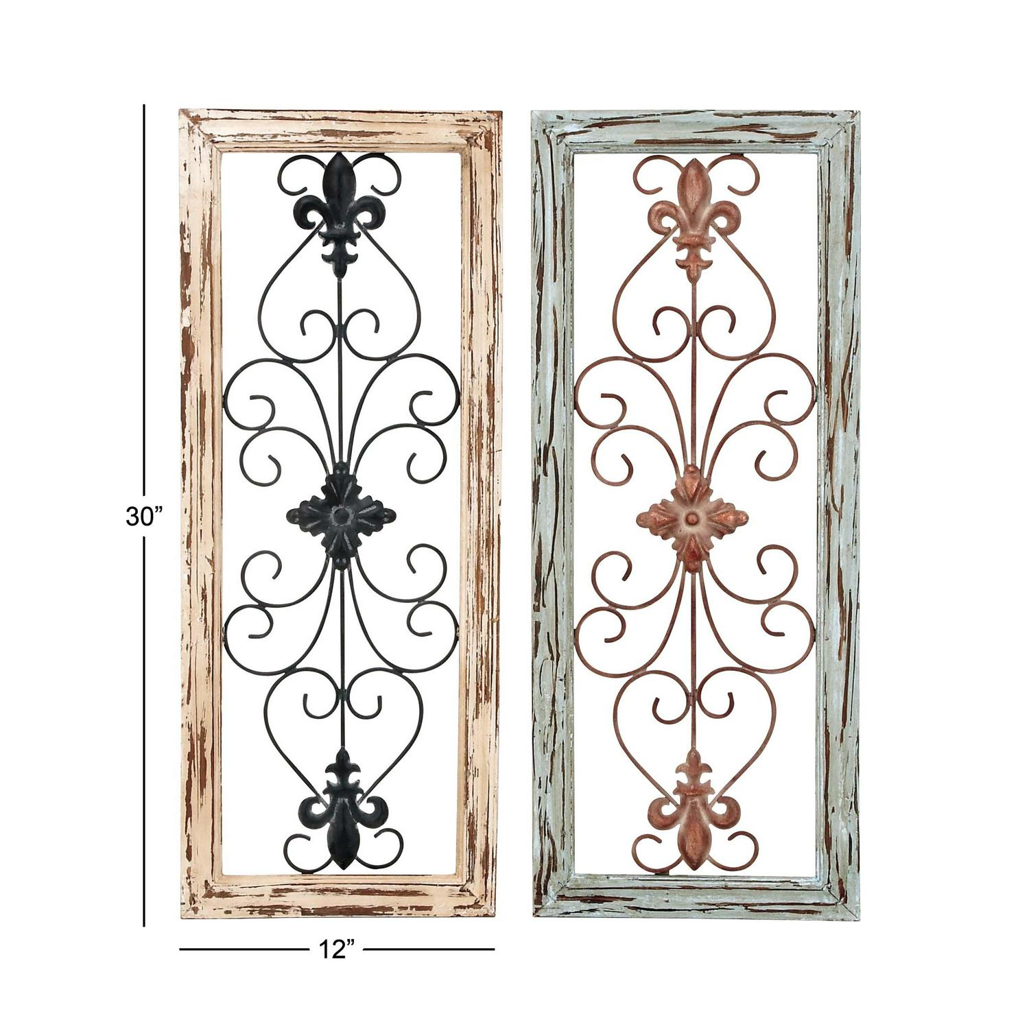 DecMode Multi Colored Wood Arabesque Scroll Wall Decor (2 Count) - Image 4