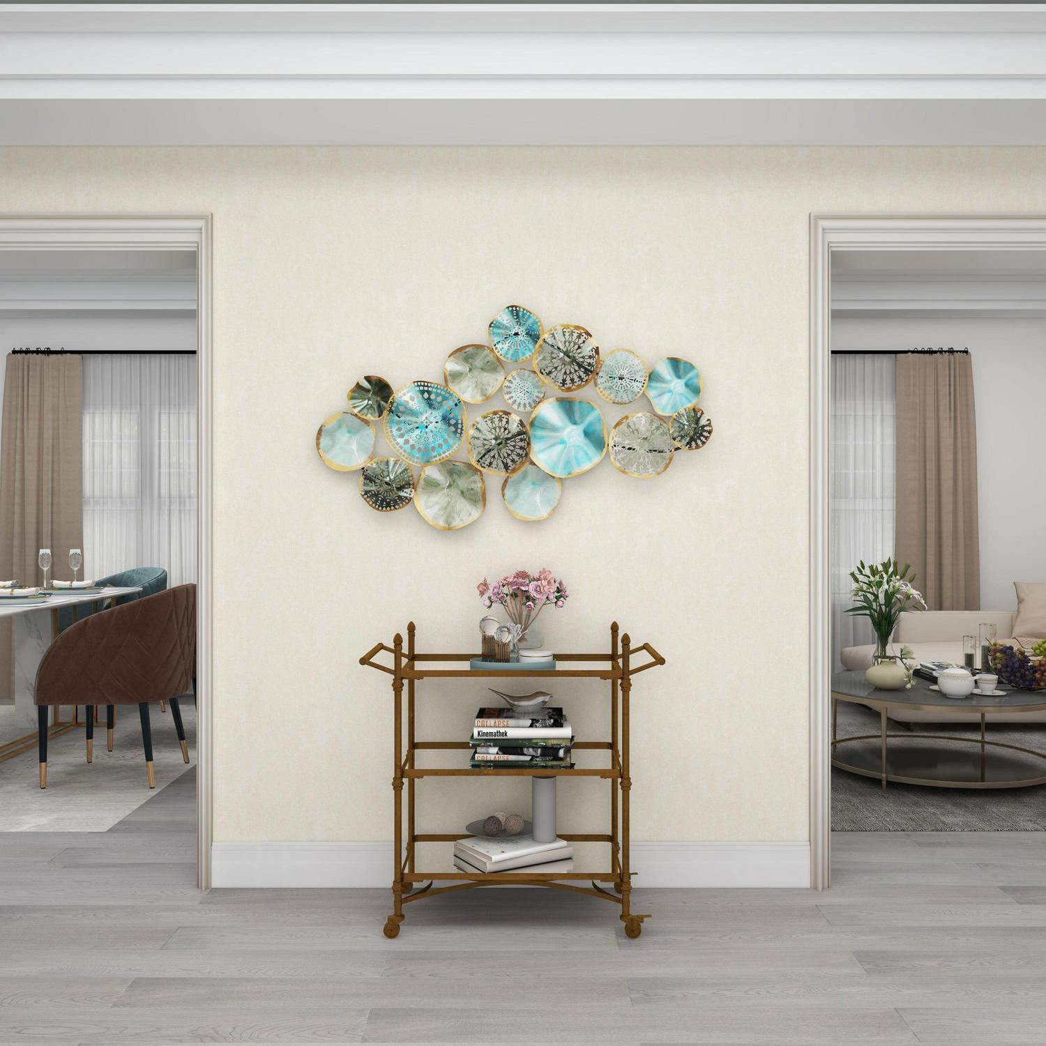 DecMode Multi Colored Metal 3D Overlapping Discs Plate Wall Decor - Image 11