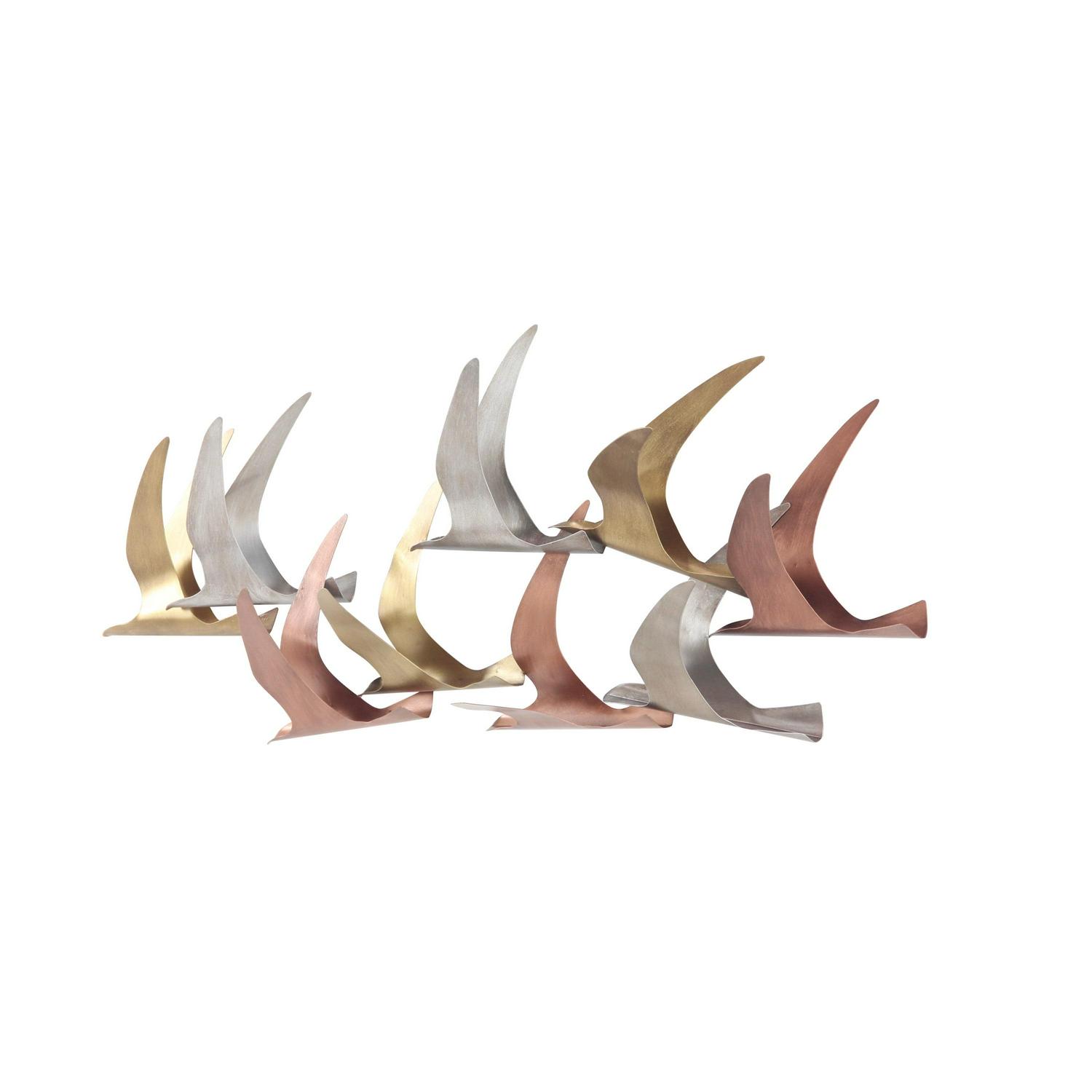 DecMode Multi Colored Metal Flying Flock Of Bird Wall Decor - Image 6