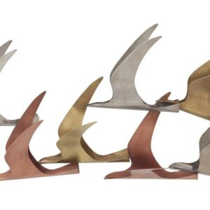 DecMode Multi Colored Metal Flying Flock Of Bird Wall Decor