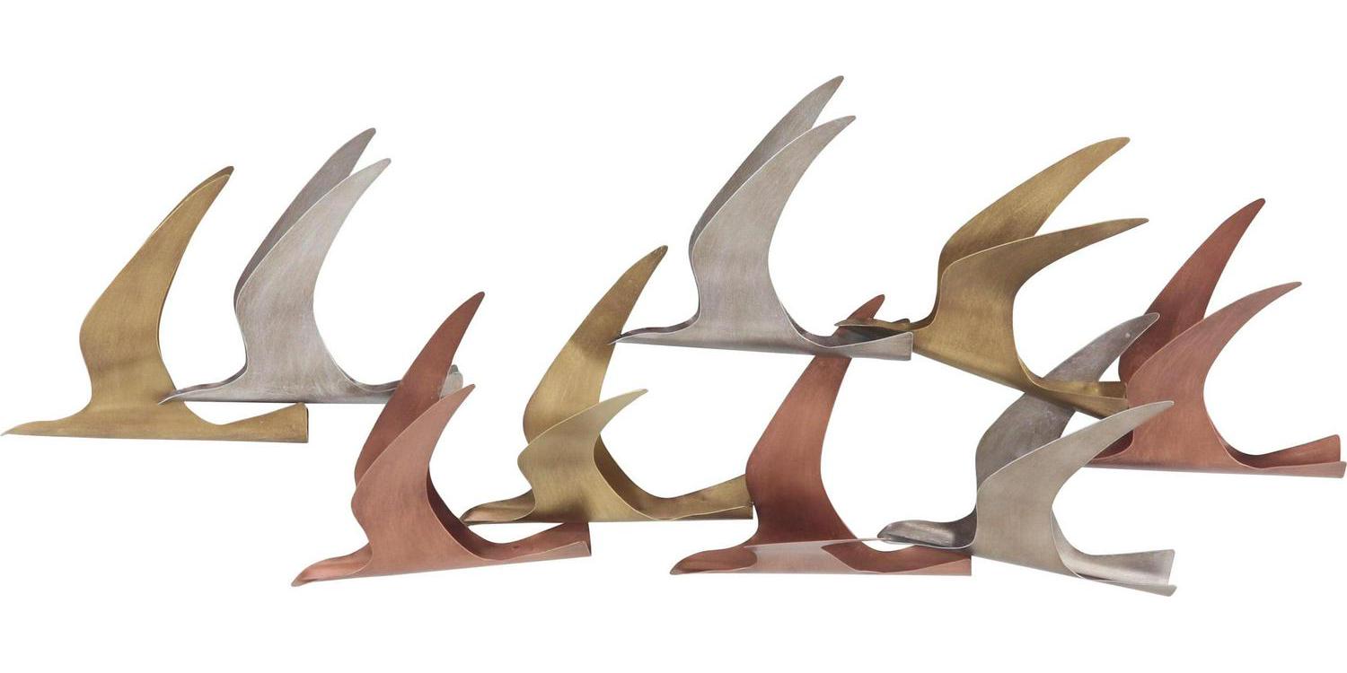 DecMode Multi Colored Metal Flying Flock Of Bird Wall Decor