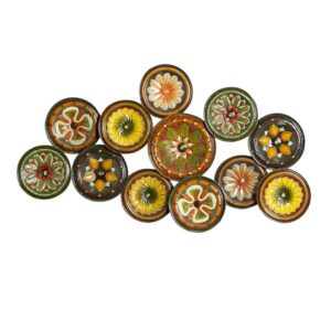DecMode Multi Colored Metal Spanish Inspired Floral Plate Wall Decor with Spanish Designs