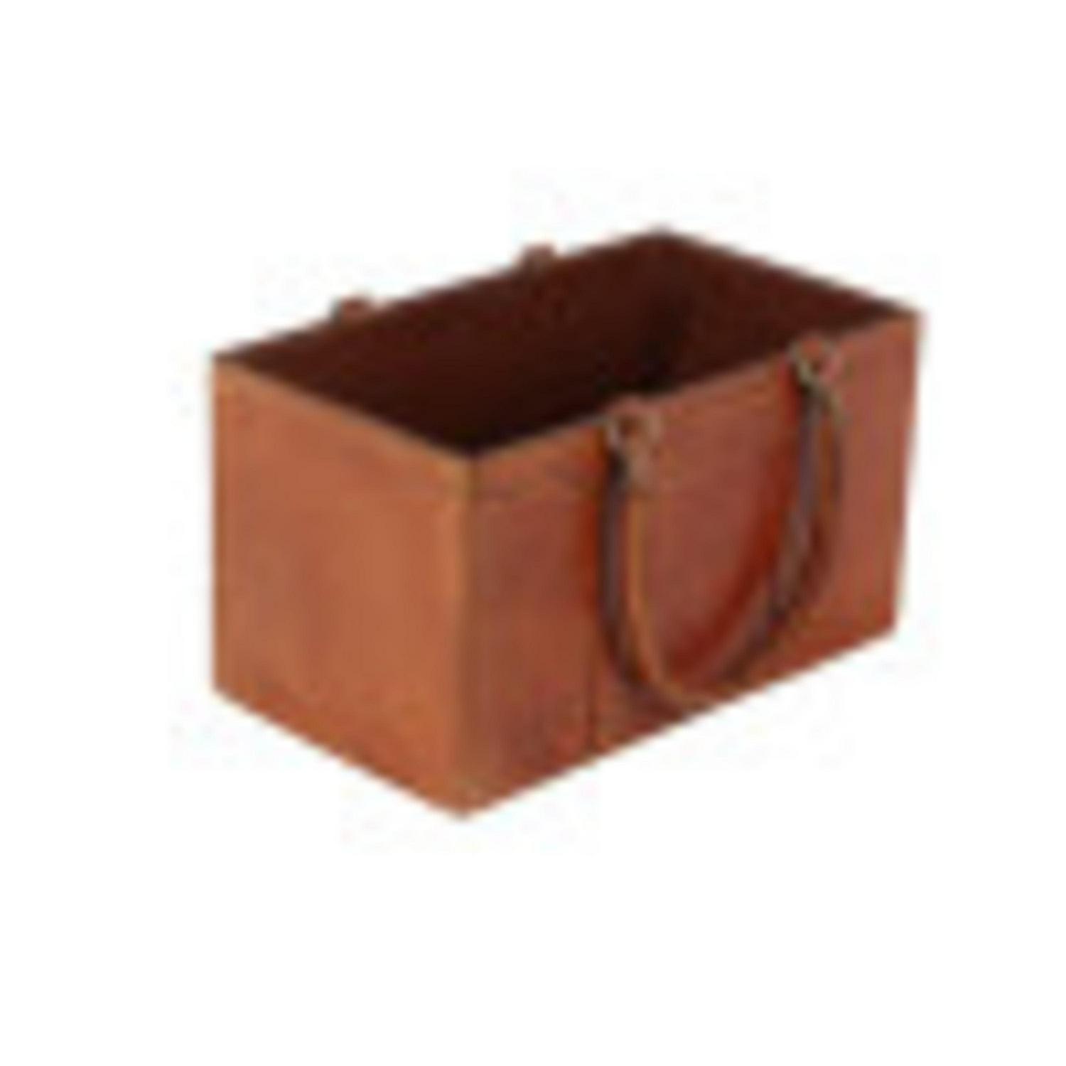 DecMode Rustic Leather Brown Rectangular Magazine Holder with Strap Handles, 15"W x 16"H - Image 9
