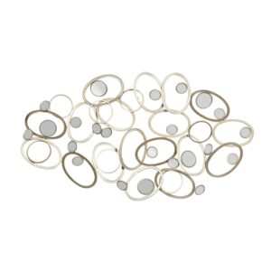 DecMode Silver Metal Overlapping Oval Geometric Wall Decor with Round Mirrored Accents