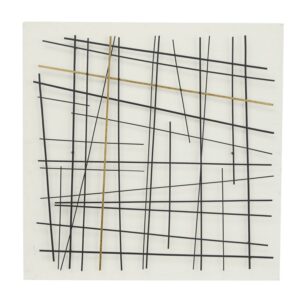 DecMode White Metal Overlapping Lines Geometric Wall Decor with White Backing