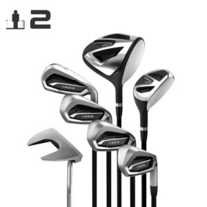 Inesis 100, 7 Piece Adult Golf Club Set, Right Handed, Size 2 Ground to Wrist Measurement Under 30.9", Graphite