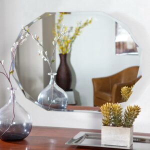 Decor Wonderland 23.6" x 31.5" Diamond Double Bevel Frameless Bathroom Vanity Mirror - Hangs Horizontally or Vertically