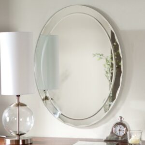 Decor Wonderland Aldo Large 23.6" W x 31.5" H  Oval Frameless Bathroom Wall Mirror Hangs Both Ways