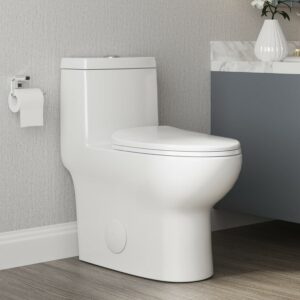 DeerValley Dual Flush Elongated 0.8/1.28GPF Water Efficient One-Piece Standard-Size Toilet (Seat Included)