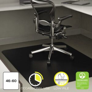 Deflecto EconoMat Occasional Use Chair Mat for Low Pile Carpet, 46 x 60, Rectangular, Black