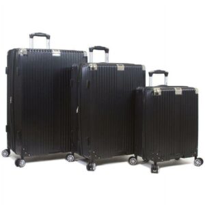 Dejuno Moda Scratch Resistant 3-Piece Hardside Spinner Luggage Set - Black