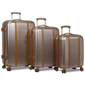 Dejuno Monroe 3-Piece Hardside Spinner TSA Combination Lock Luggage Set - Rose Gold