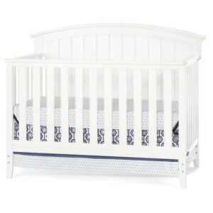 Child Craft Delaney 4-in-1 Convertible Crib, Curved Headboard Design, 3 Mattress Heights, Matte White