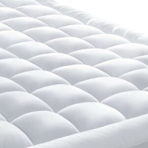 Delara 100% Organic Cotton Mattress Pad, GOTS Certified Organic Cotton Shell, 1350 GSM Snow Down Alternative Fill, 20" Deep Pocket, Fits All Mattress Sizes, Plush Ultra Soft Fluffy Mattress Pad