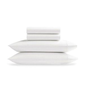 Delara 400TC Organic Cotton Twin Sheet Set, GOTS Certified, Ultra Soft Long Staple, Deep Pocket, Breathable & Silky, White