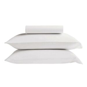 Delara Twin 2-Piece GOTS Organic Cotton Fitted Sheet Set, 400TC Long-Staple, Moisture-Wicking, Smooth & Breathable, Deep Pocket, White
