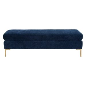 Delilah Navy Textured Velvet Bench