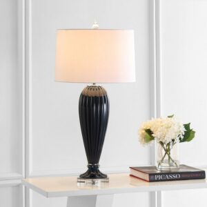 Delphine 32.5" Glass/Crystal LED Table Lamp, Navy