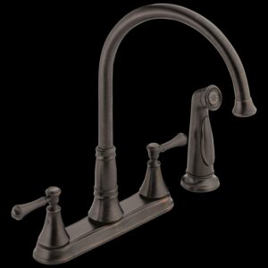 Delta Cassidy Two Handle Kitchen Faucet with Spray, Venetian Bronze