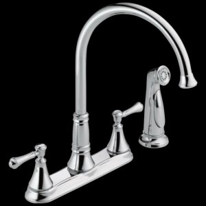 Delta Cassidy Two Handle Kitchen Faucet with Spray, Chrome
