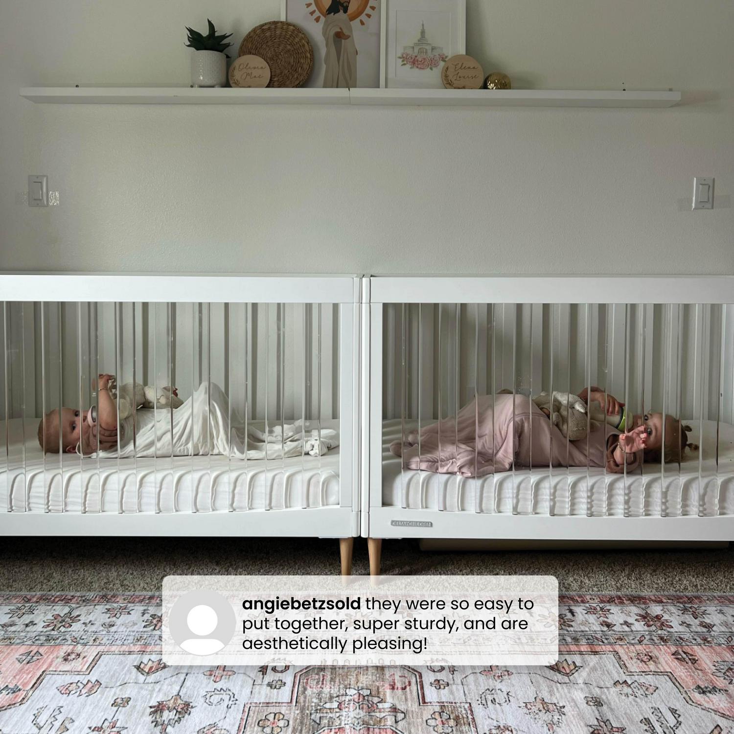 Delta Children Austin Acrylic 4-in-1 Convertible Baby Crib - Greenguard Gold Certified, Bianca White/Natural - Image 8