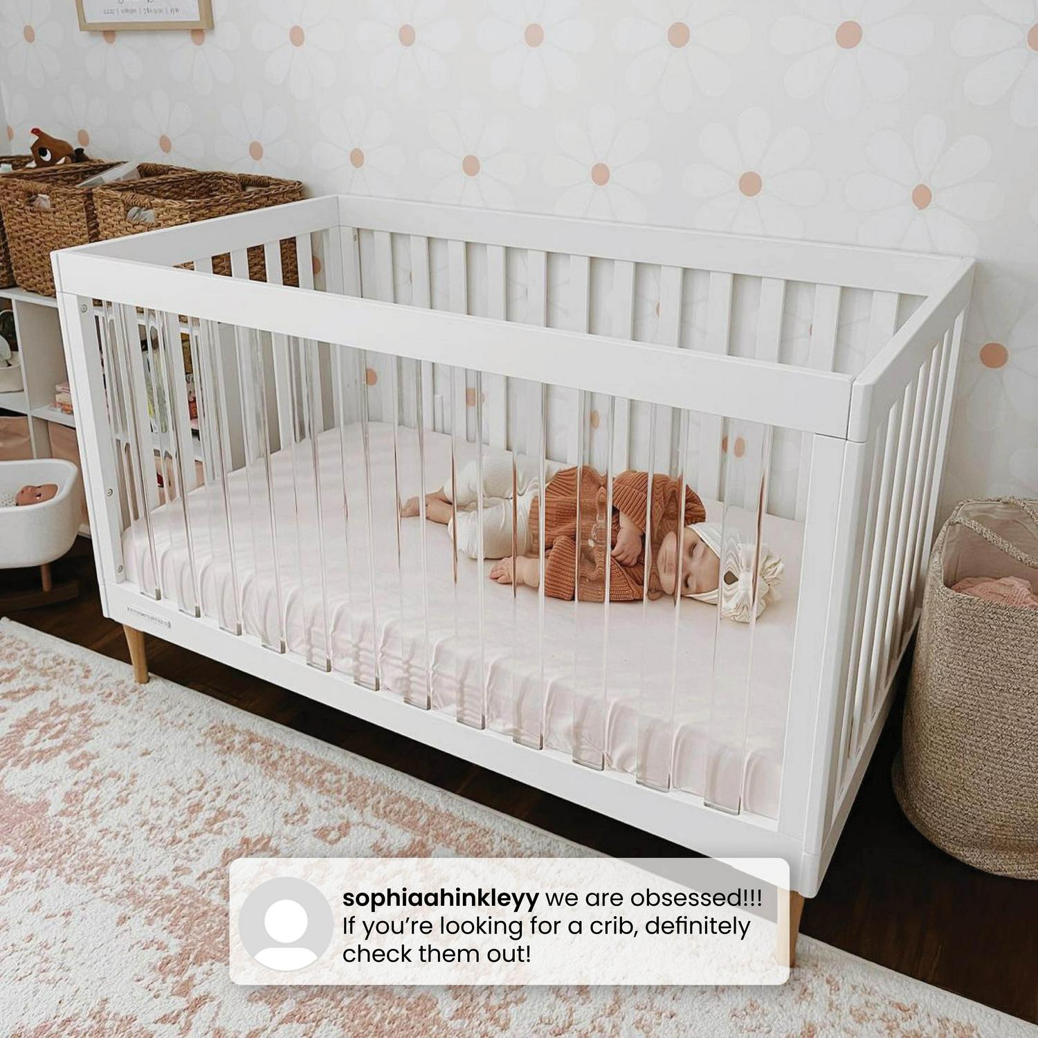 Delta Children Austin Acrylic 4-in-1 Convertible Baby Crib - Greenguard Gold Certified, Bianca White/Natural - Image 7