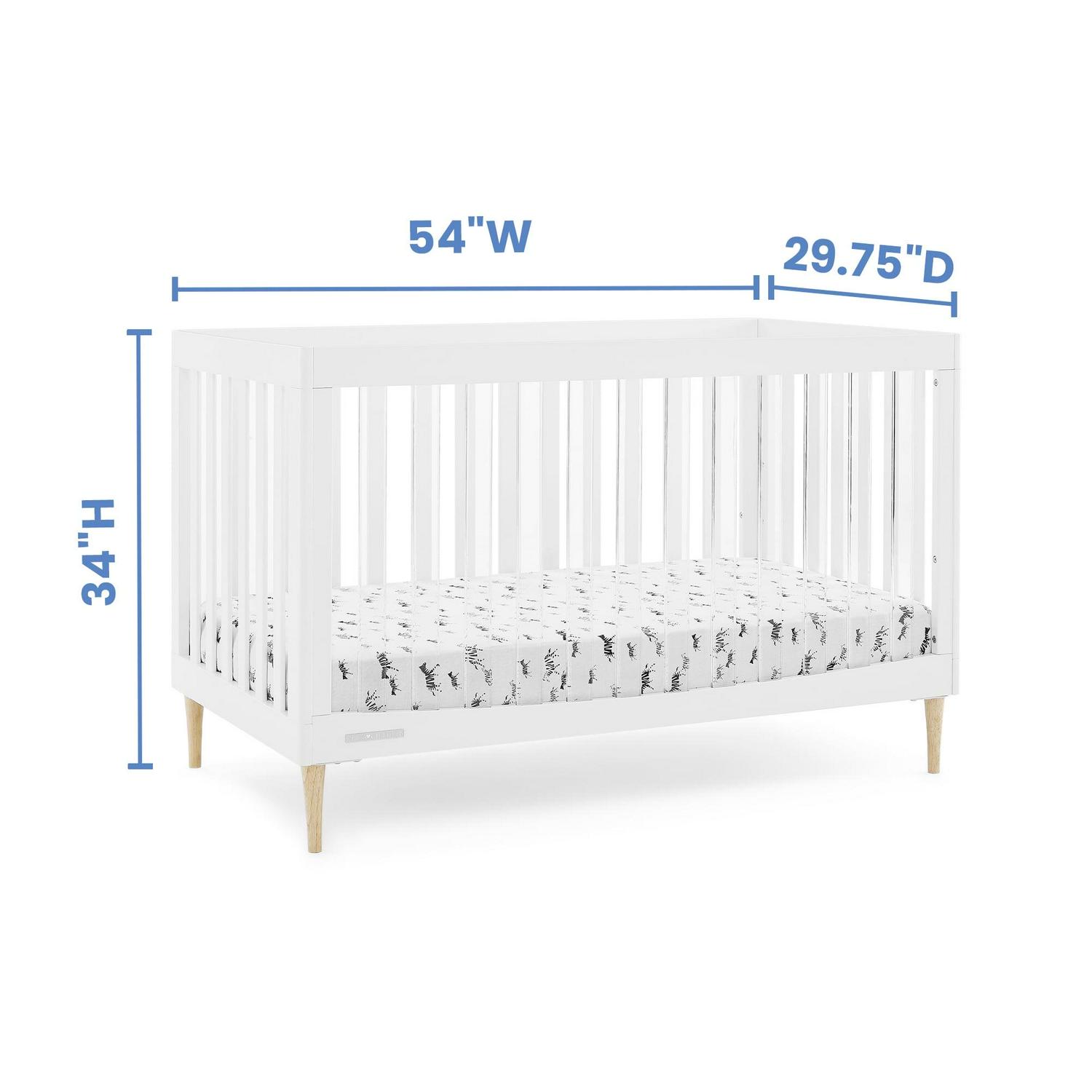 Delta Children Austin Acrylic 4-in-1 Convertible Baby Crib - Greenguard Gold Certified, Bianca White/Natural - Image 5