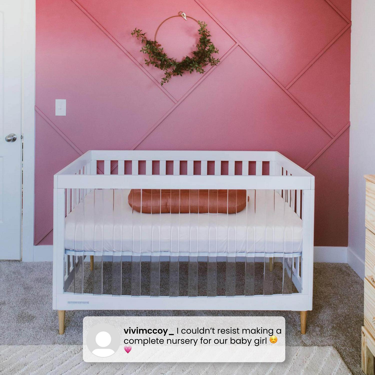 Delta Children Austin Acrylic 4-in-1 Convertible Baby Crib - Greenguard Gold Certified, Bianca White/Natural - Image 11