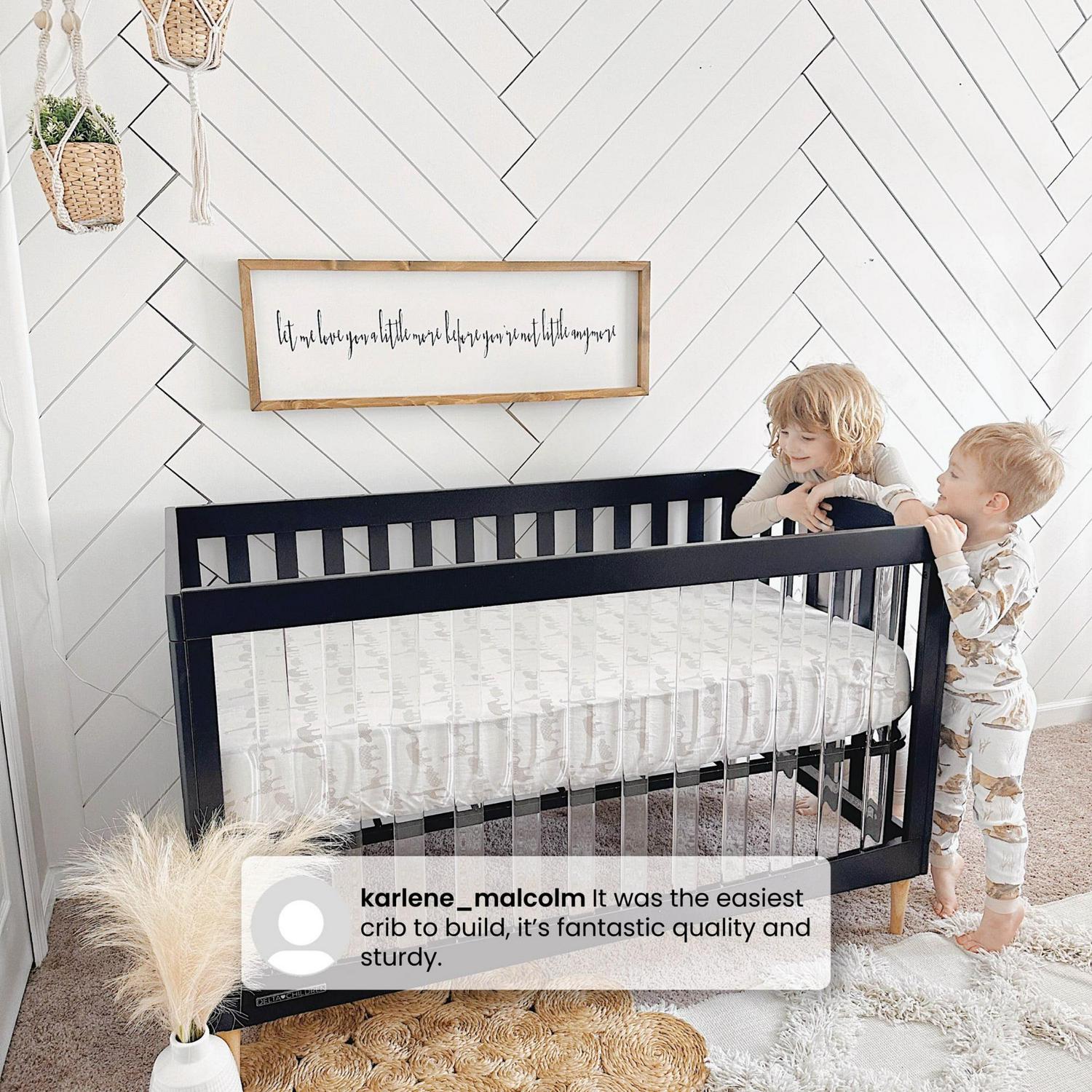 Delta Children Austin Acrylic 4-in-1 Convertible Baby Crib - Greenguard Gold Certified, Bianca White/Natural - Image 10