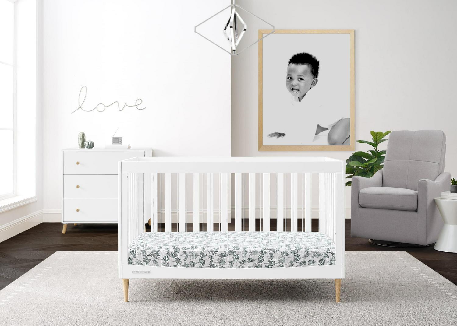 Delta Children Austin Acrylic 4-in-1 Convertible Baby Crib - Greenguard Gold Certified, Bianca White/Natural - Image 2