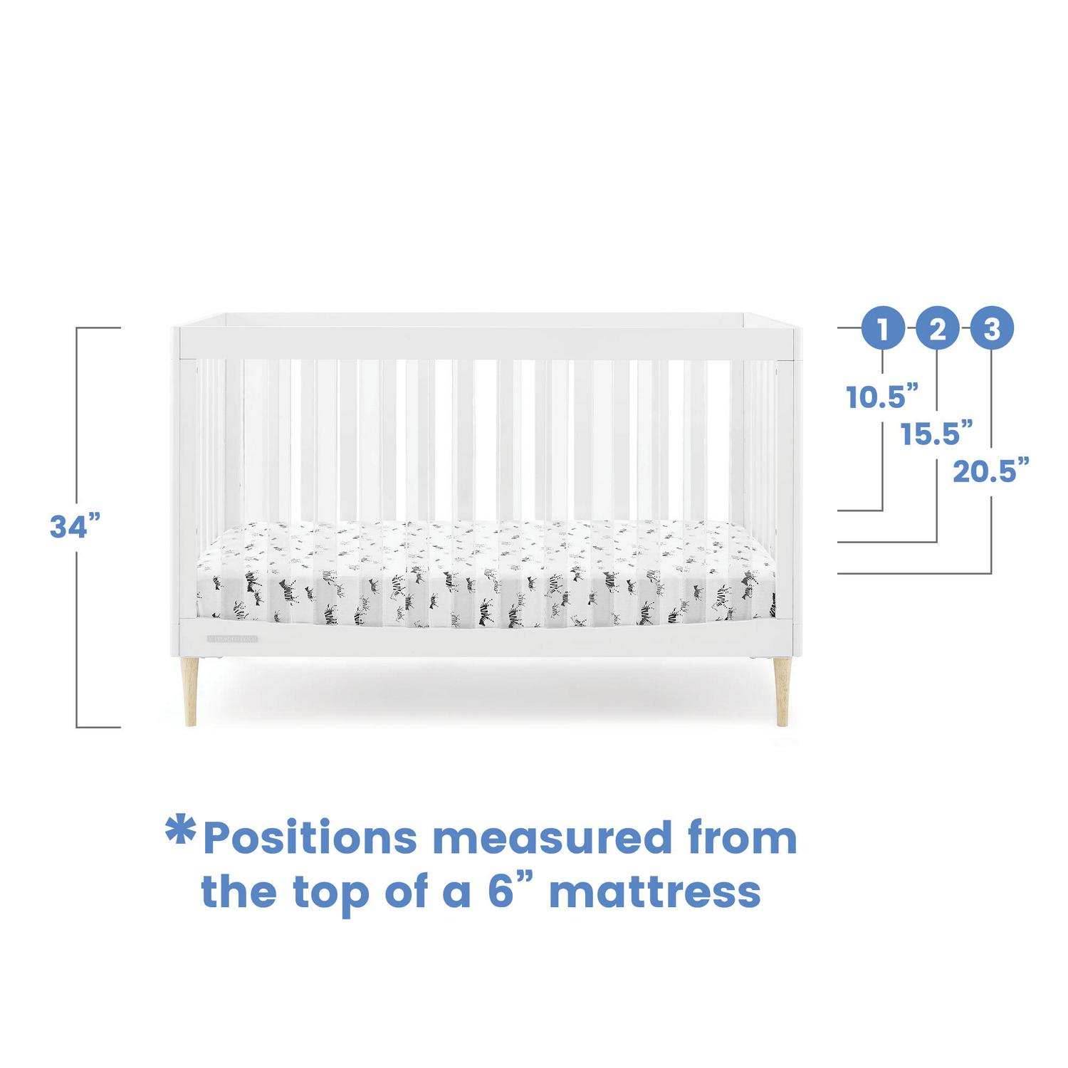 Delta Children Austin Acrylic 4-in-1 Convertible Baby Crib - Greenguard Gold Certified, Bianca White/Natural - Image 6