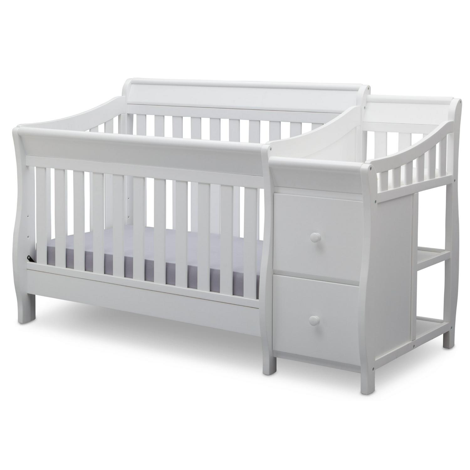 Delta Children Bentley S 4-in-1 Convertible Baby Crib and Changer, White