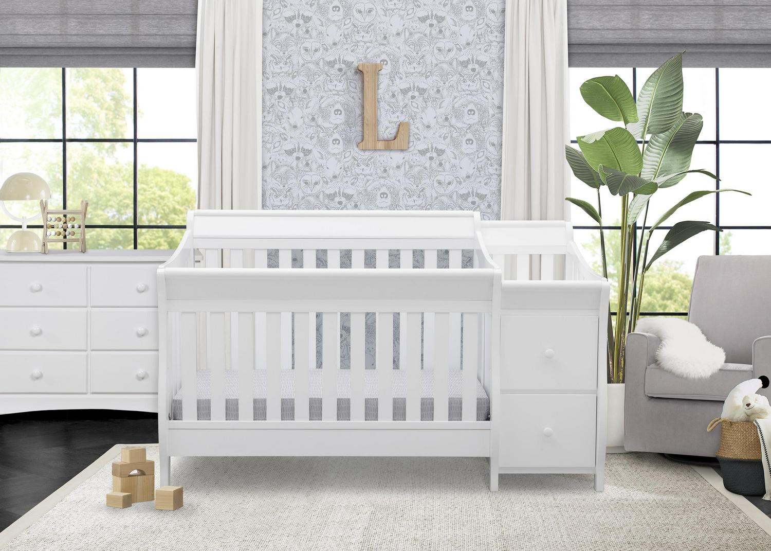 Delta Children Bentley S 4-in-1 Convertible Baby Crib and Changer, White - Image 2