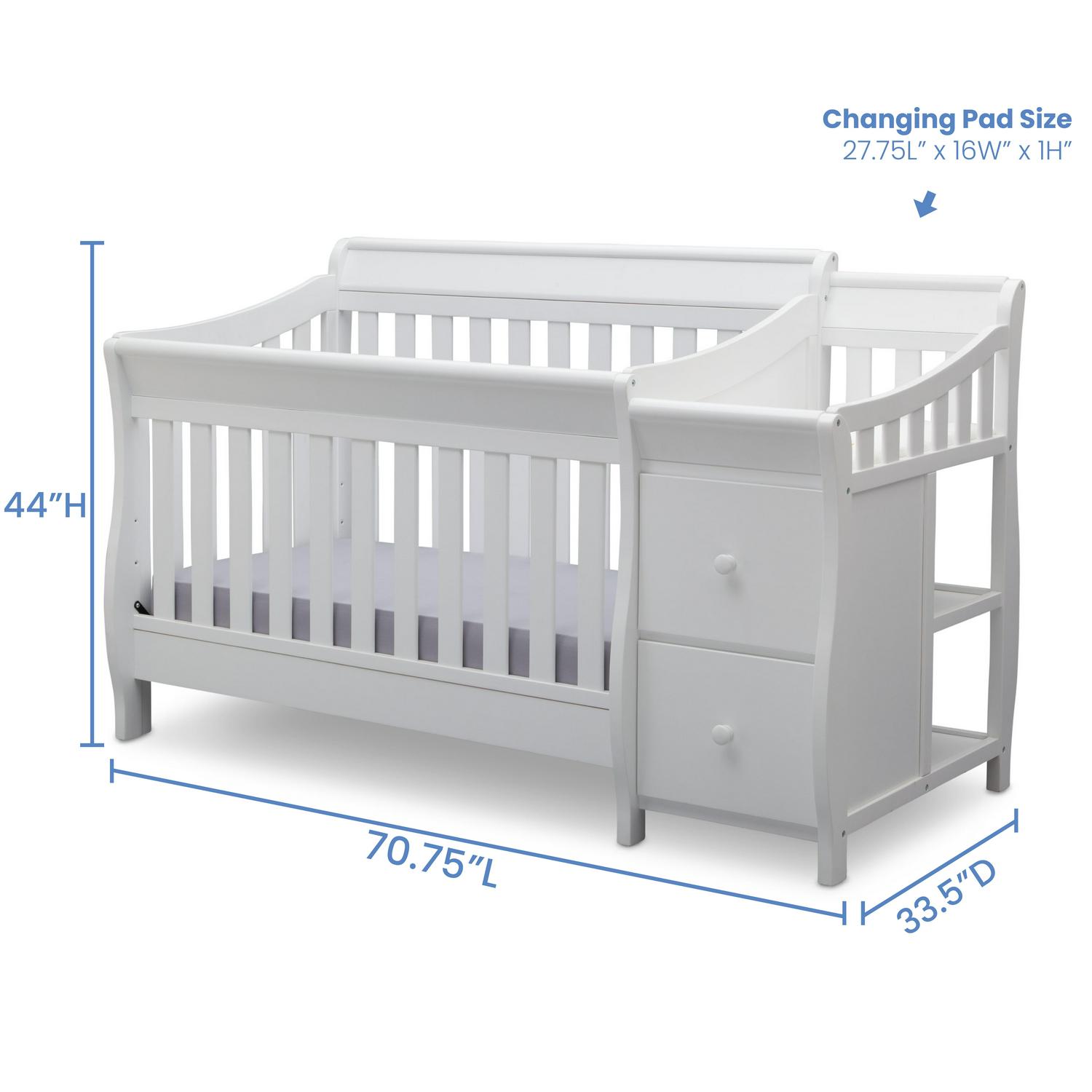 Delta Children Bentley S 4-in-1 Convertible Baby Crib and Changer, White - Image 7